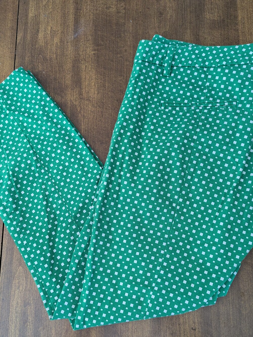 Gap Kelly Green Squares Slim Cropped Pants 4